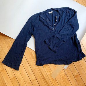 Madewell Navy Garment Dyed Thermal Henley Tee